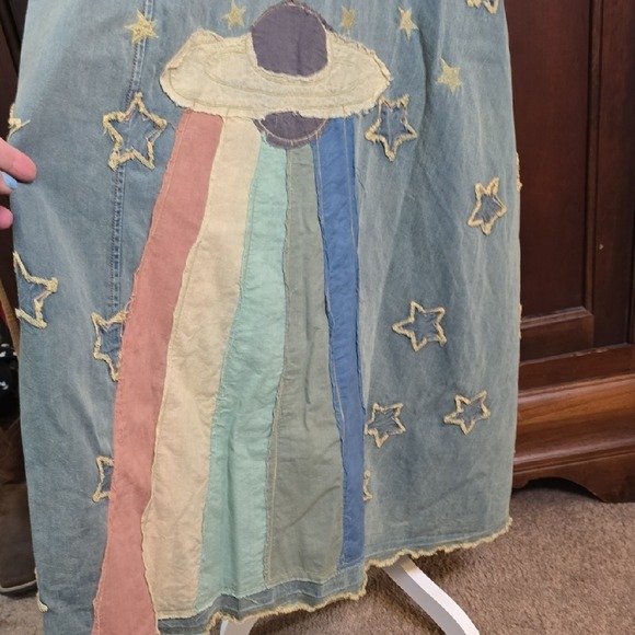 Magnolia Pearl Denim Star Child Rainbow Maxi Kimono Duster Jacket - Picture 8 of 12